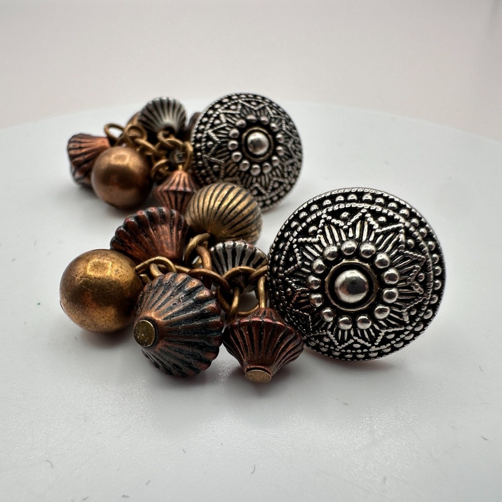 Vintage 90s Beaded Cluster Stud Earrings Boho Y2K Women's Jewelry
